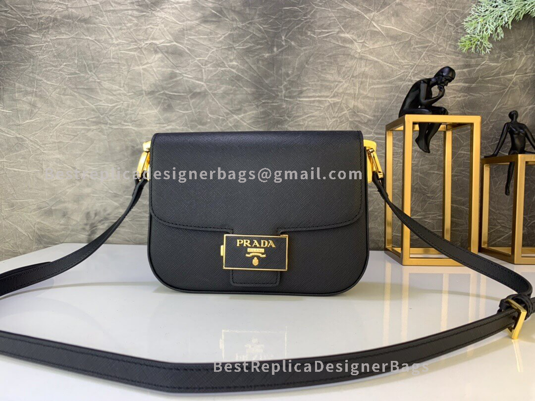 Prada Diagramme Black Mini Saffiano Leather Bag GHW 217